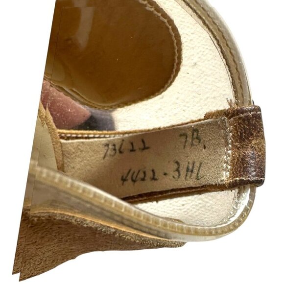 Vintage 60s Herbert Levine Mod Vinyl, Suede Pumps, Size 7B.Beige - Picture 10 of 14